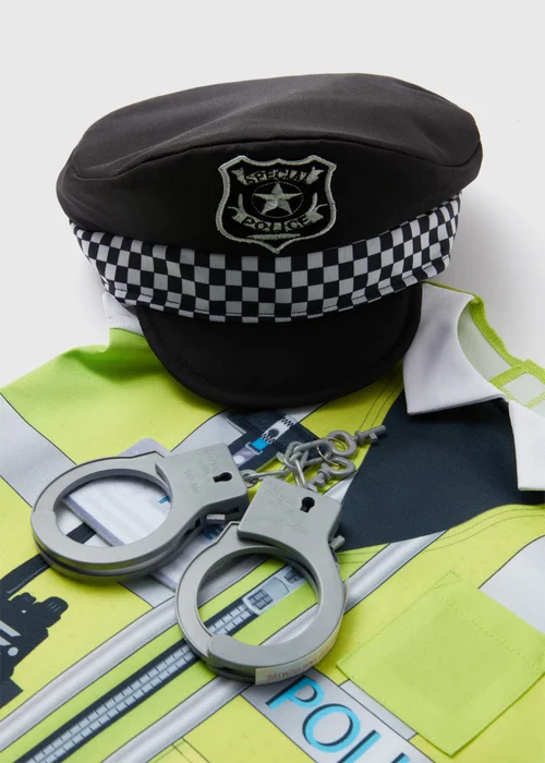 Kids Black & Green Police Officer Fancy Dress Costume (3-9yrs) - Age 3 Years Image 2