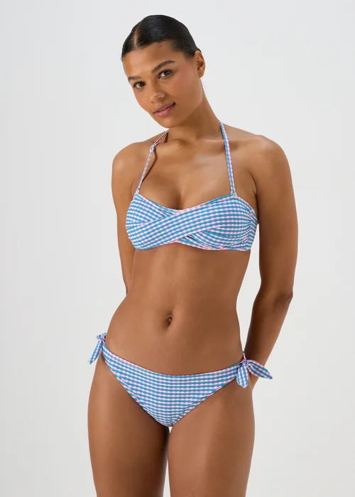 Blue Geo Print Twist Bottoms - 6 Image 1