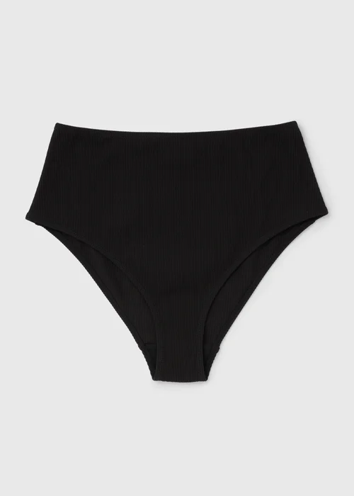 Black High Waisted Textured Bikini Bottoms - 6 Image 4