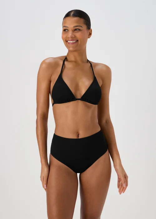 Black High Waisted Textured Bikini Bottoms - 6 Image 1