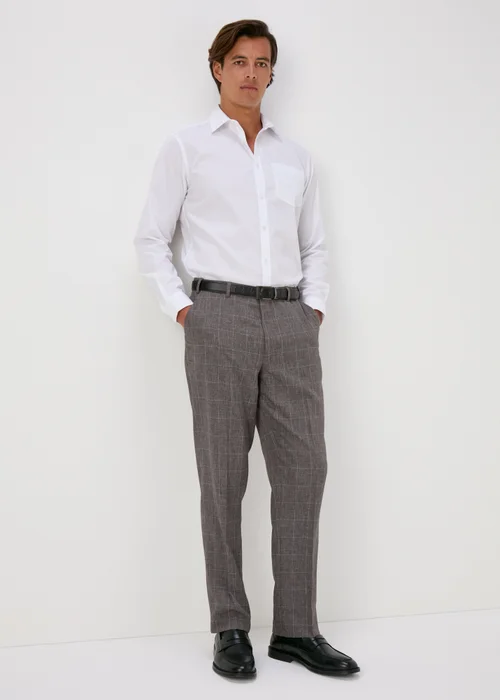 Taylor & Wright Grey Window Pane Flexiwaist Trousers - 32/L33 Image 4