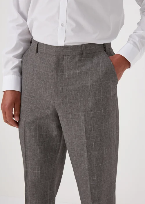 Taylor & Wright Grey Window Pane Flexiwaist Trousers - 32/L33 Image 3
