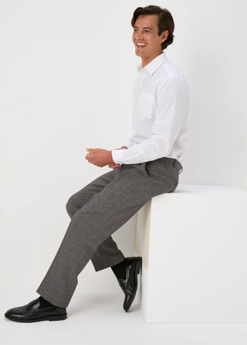 Taylor & Wright Grey Window Pane Flexiwaist Trousers - 32/L33 Image 1