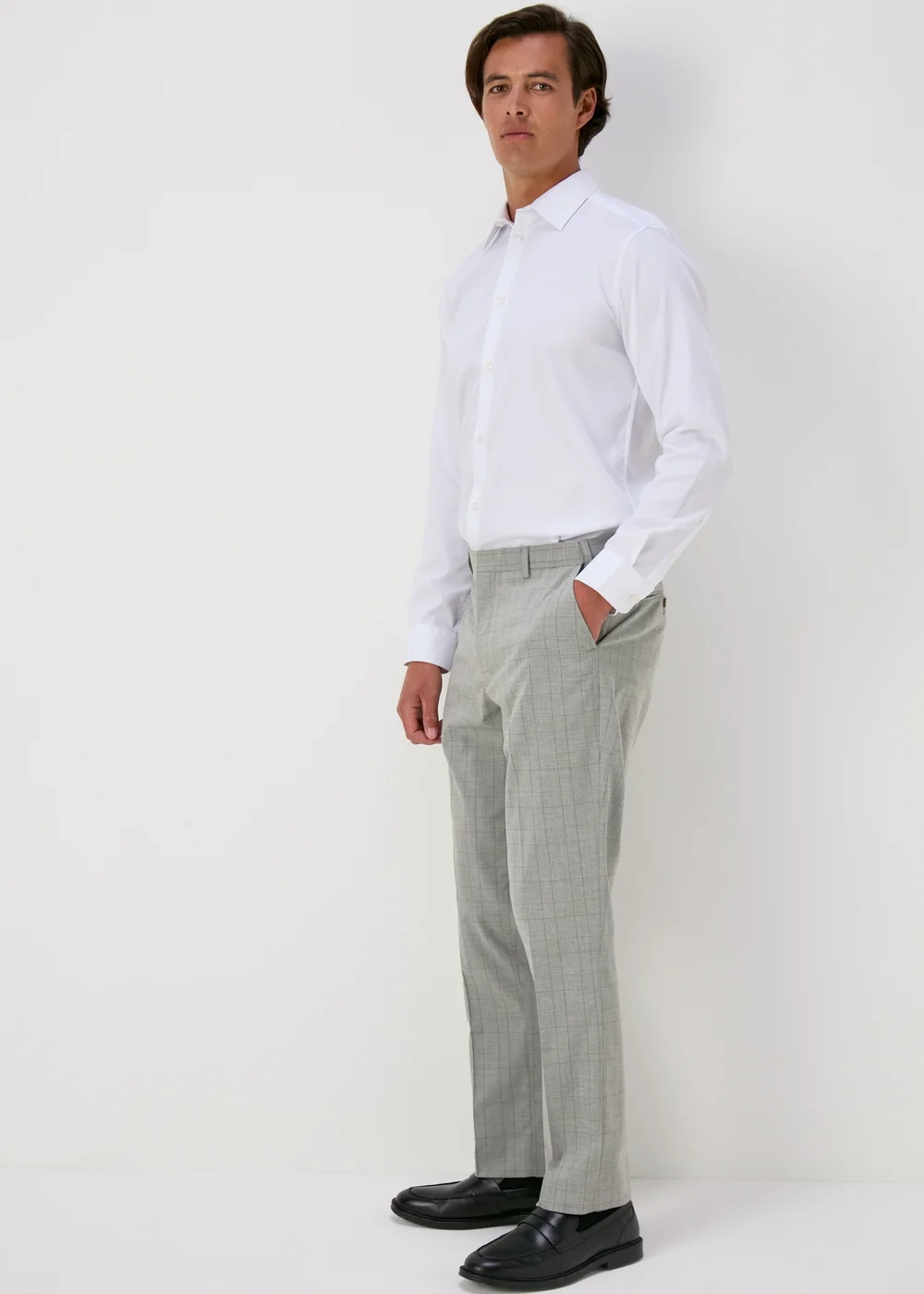 Taylor & Wright Grey Flexi Waist Check Design Trousers - 32 Waist 29 Leg Image 1