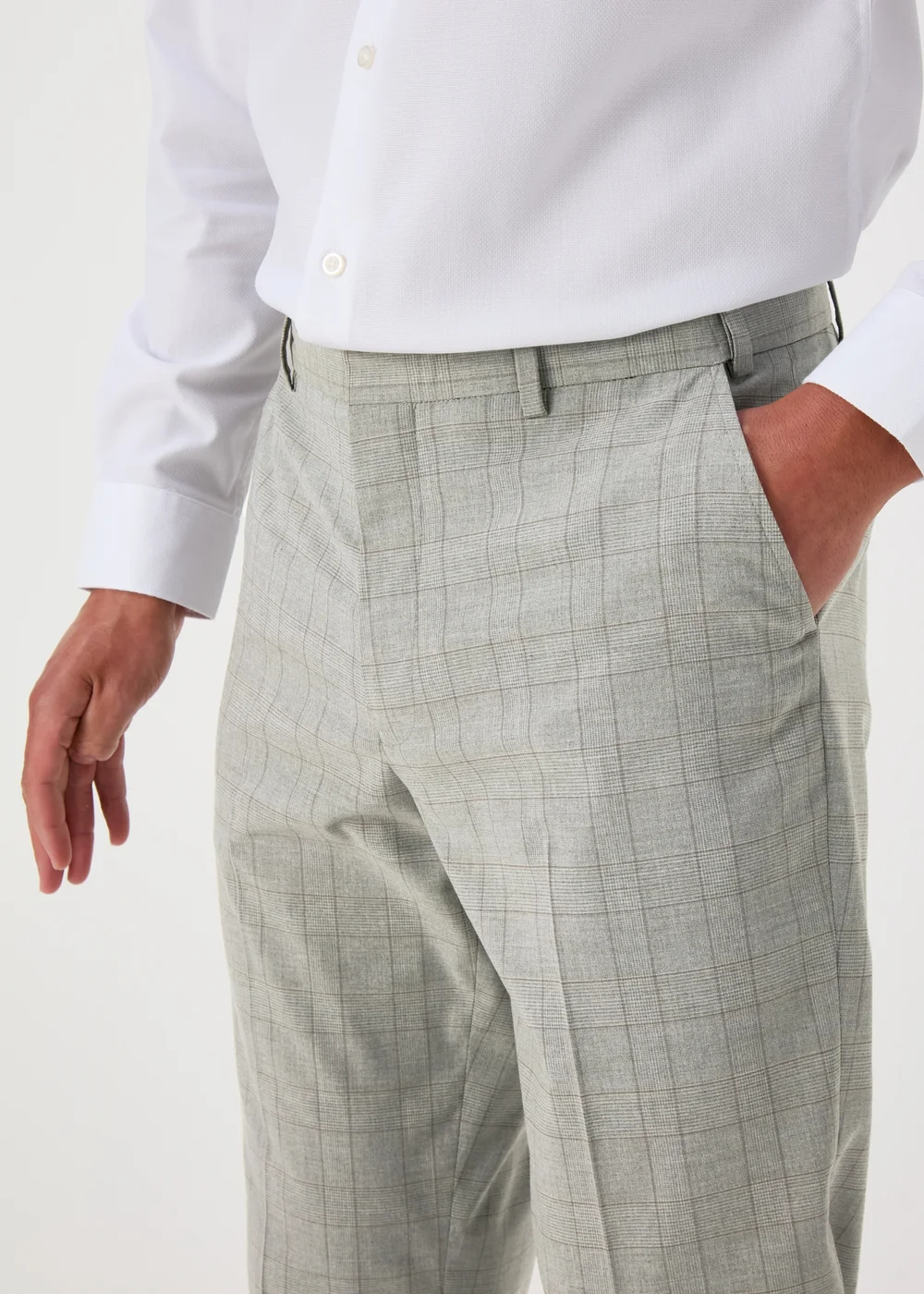 Taylor & Wright Grey Flexi Waist Check Design Trousers - 32 Waist 29 Leg Image 3