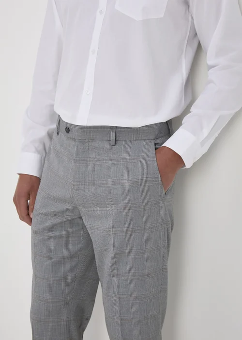 Taylor & Wright Grey Caramel Check Slim Fit Formal Trousers - 32 Waist 29 Leg Image 3