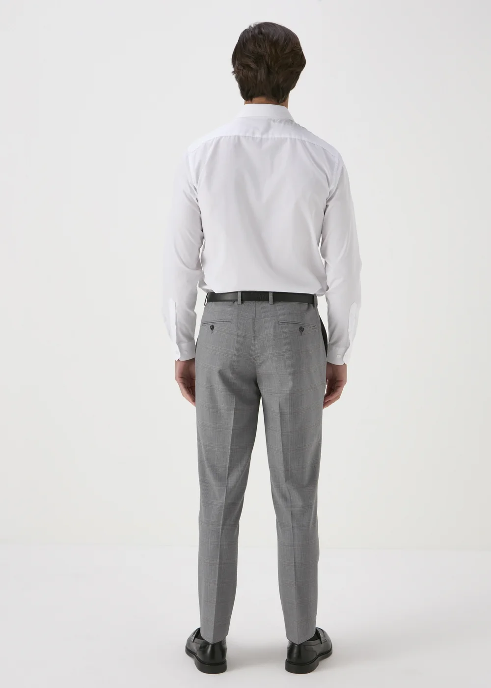 Taylor & Wright Grey Caramel Check Slim Fit Formal Trousers - 32 Waist 29 Leg Image 2