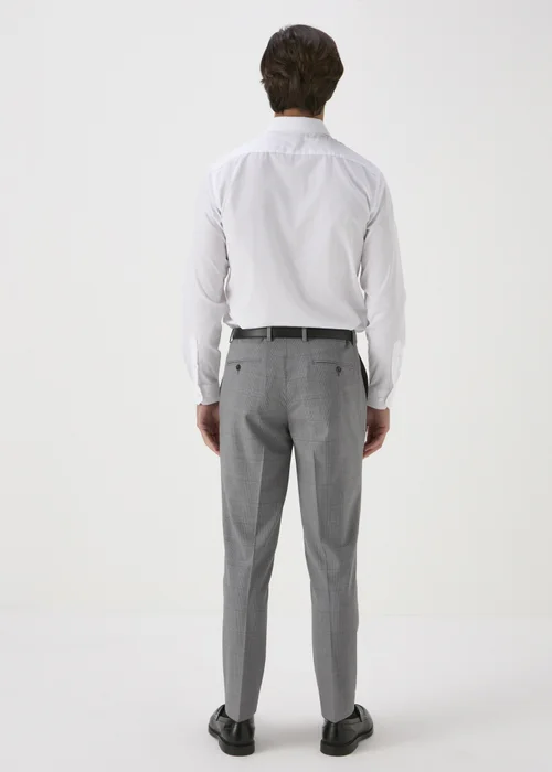 Taylor & Wright Grey Caramel Check Slim Fit Formal Trousers - 32 Waist 29 Leg Image 2