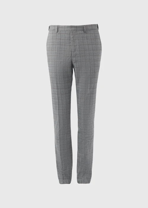 Taylor & Wright Grey Caramel Check Slim Fit Formal Trousers - 32 Waist 29 Leg Image 5