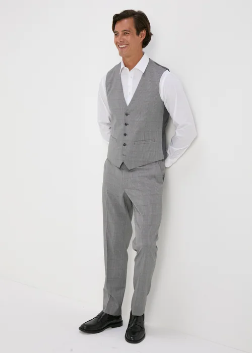 Taylor & Wright Grey Caramel Check Slim Fit Formal Trousers - 32 Waist 29 Leg Image 4