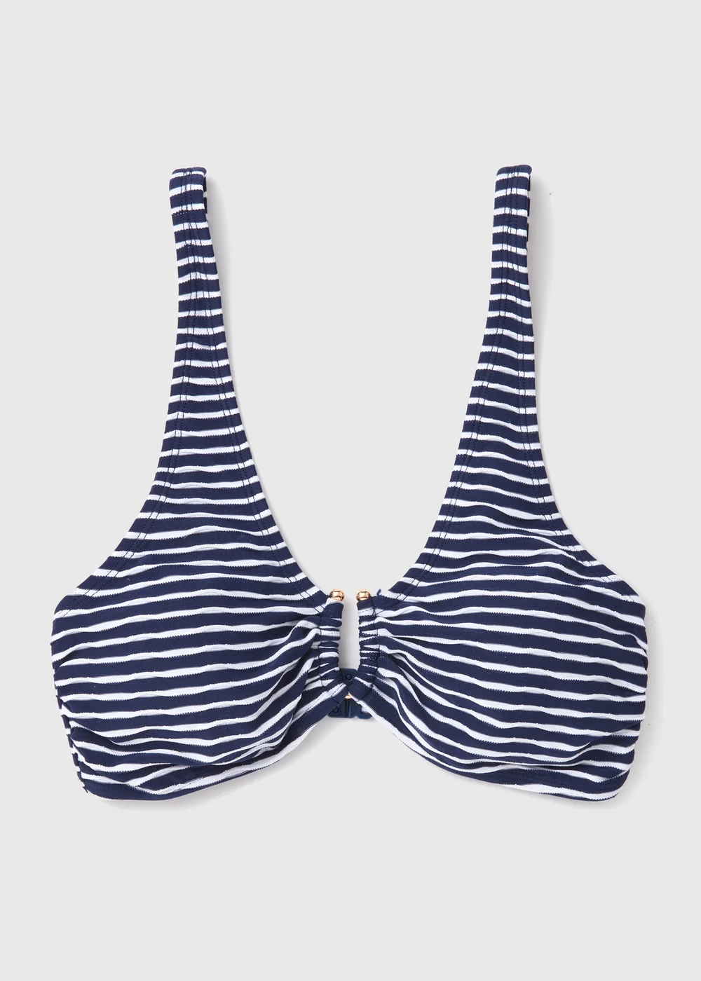Navy Apex Stripe Textured Bikini Top - 6 Image 4