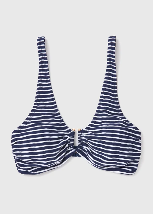 Navy Apex Stripe Textured Bikini Top - 6 Image 4