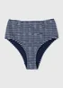 Navy Stripe Textured High Waisted Brazilian Bottoms - 6 Image 4