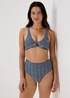 Navy Stripe Textured High Waisted Brazilian Bottoms - 6 Image 1