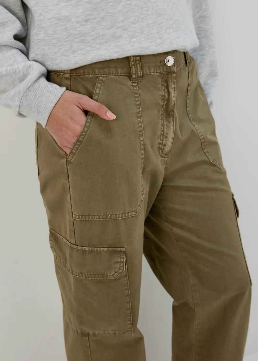 Papaya Petite Khaki Straight Leg Cargo Pants - 6 Image 3