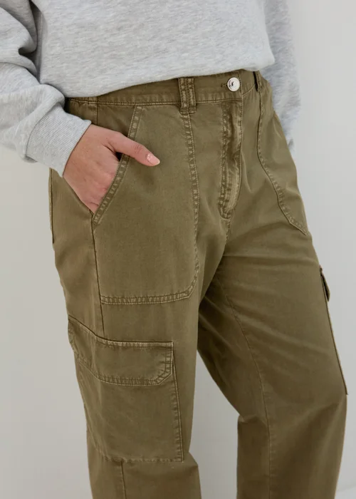 Papaya Petite Khaki Straight Leg Cargo Pants - 6 Image 3