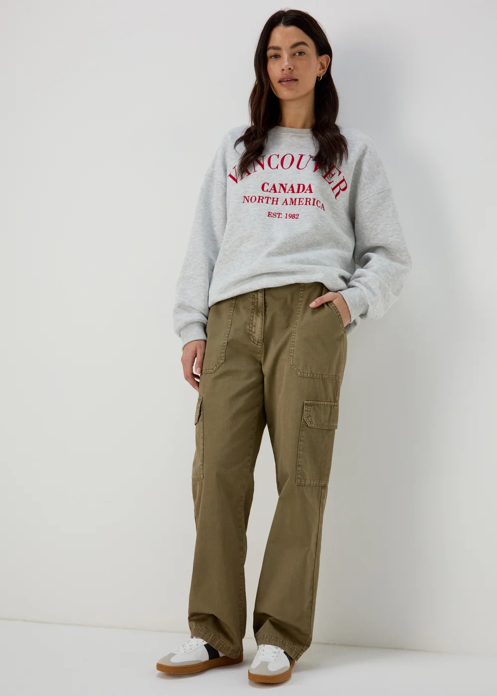Papaya Petite Khaki Straight Leg Cargo Pants - 6 Image 1