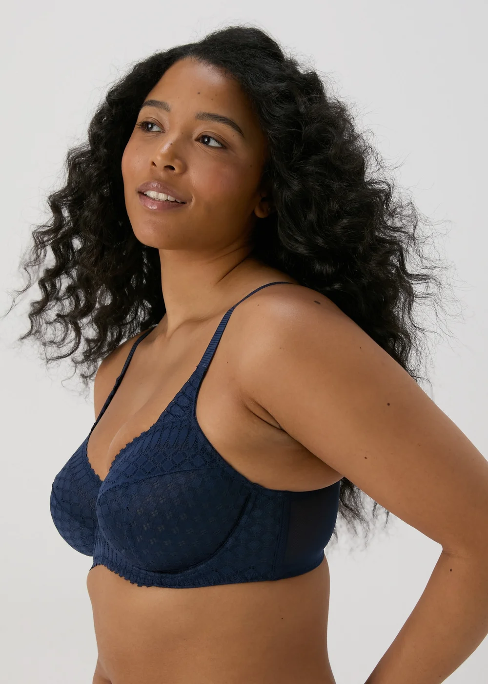 DD+ Navy Stretch Lace Bra - 34DD Image 3