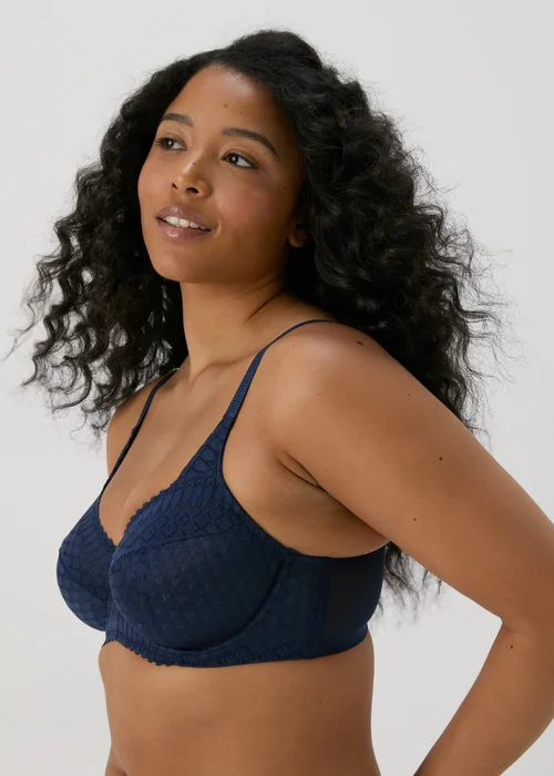 DD+ Navy Stretch Lace Bra - 34DD Image 3