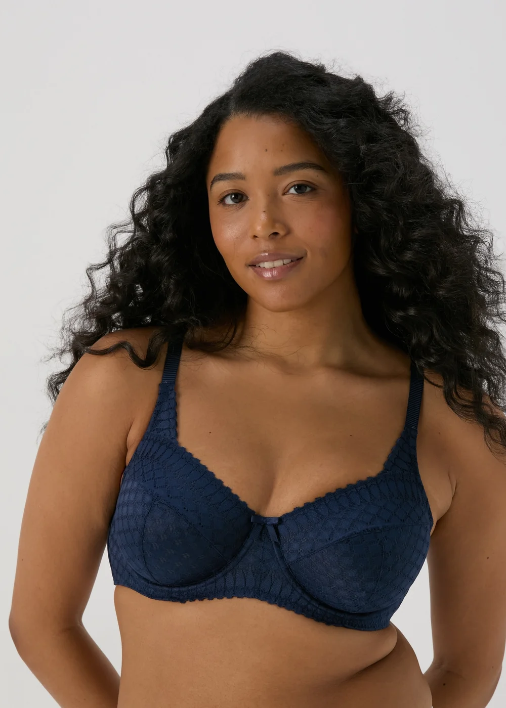 DD+ Navy Stretch Lace Bra - 34DD Image 1