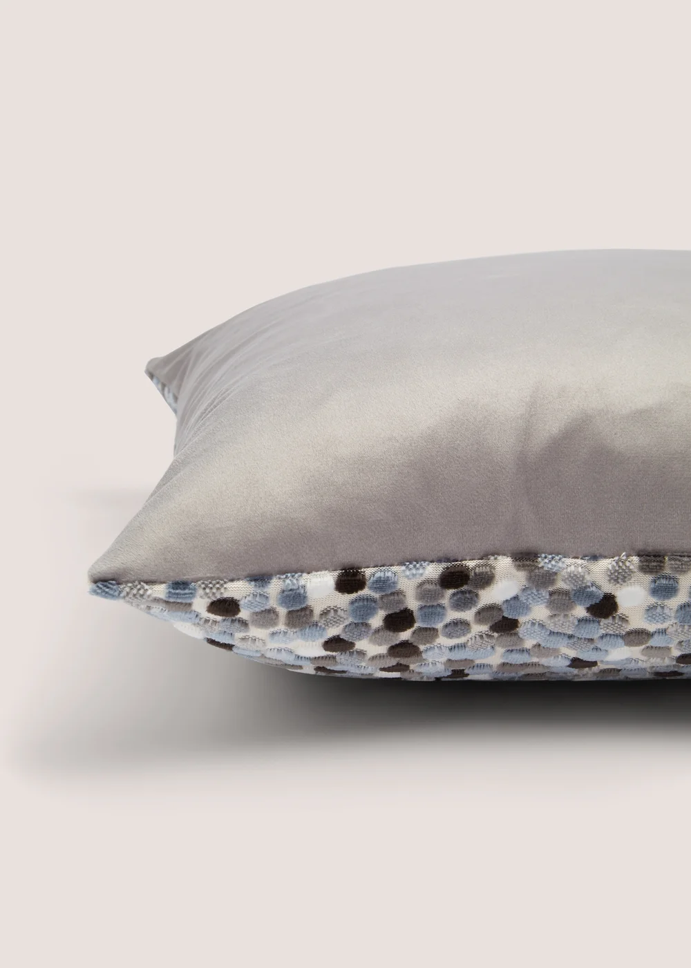 Grey Velvet Polka Dot Cushion (43cm x 43cm) Image 2