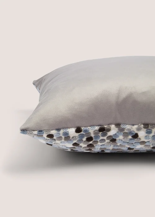 Grey Velvet Polka Dot Cushion (43cm x 43cm) Image 2