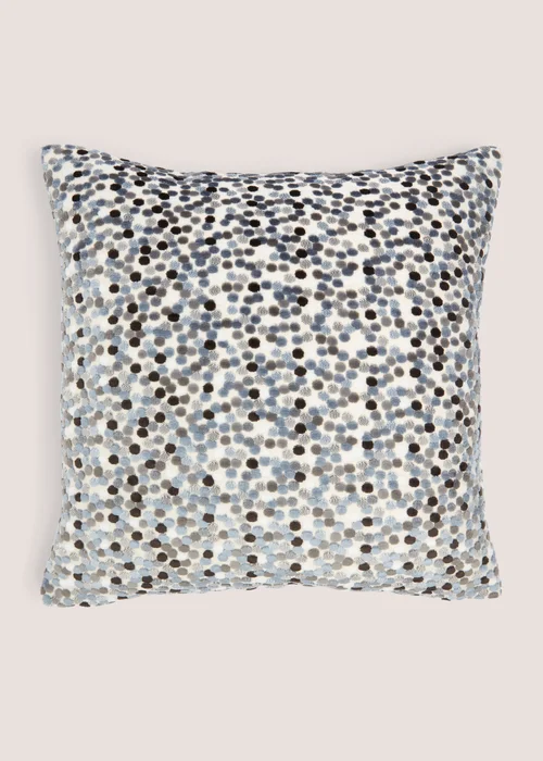 Grey Velvet Polka Dot Cushion (43cm x 43cm) Image 1