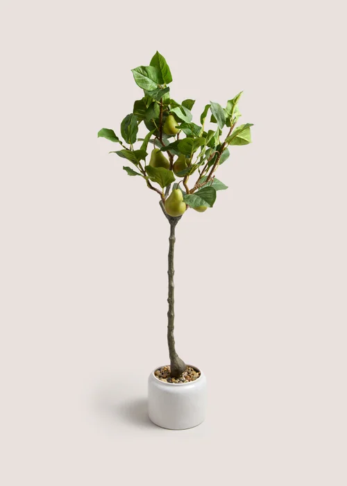 Faux Pear Tree in White Pot (105cm) Image 1