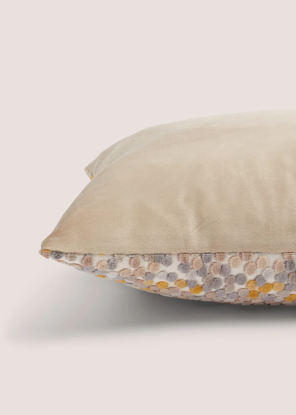 Yellow Velvet Polka Dot Cushion (43cm x 43cm) Image 2