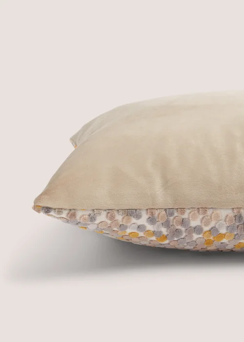 Yellow Velvet Polka Dot Cushion (43cm x 43cm) Image 2