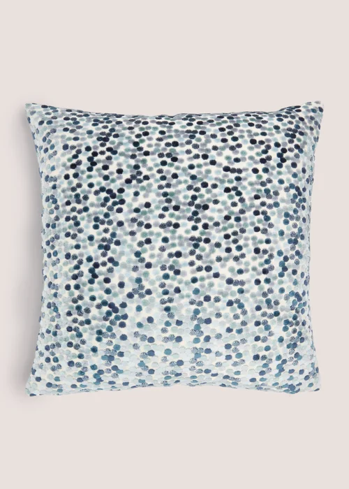 Teal Velvet Polka Dot Cushion Image 1