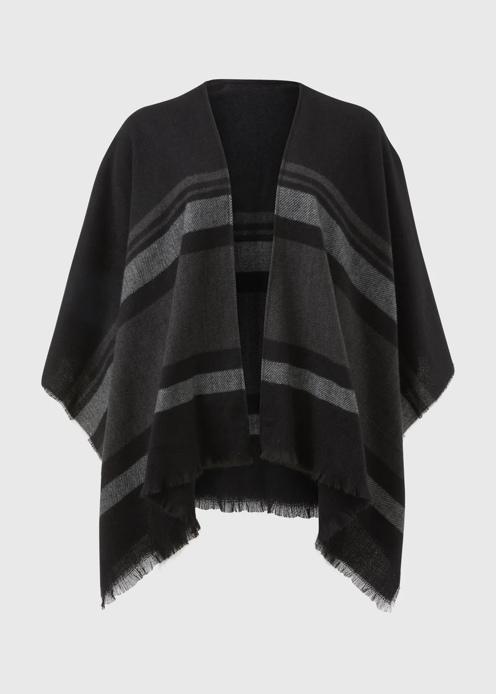 Black Stripe Fashion Shawl - One Size Image 4