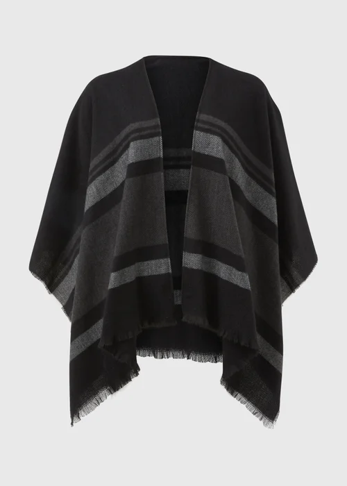 Black Stripe Fashion Shawl - One Size Image 4