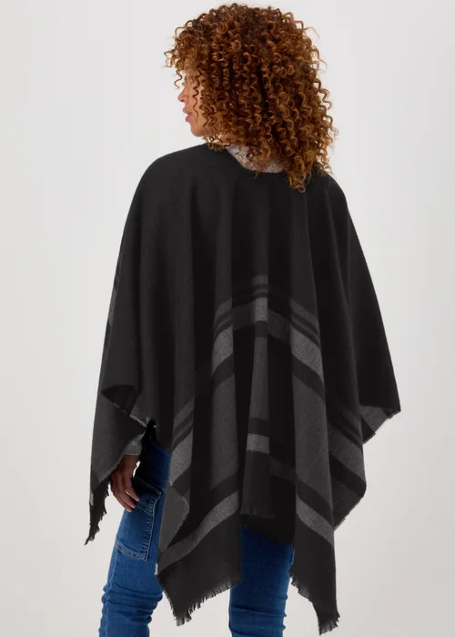 Black Stripe Fashion Shawl - One Size Image 2