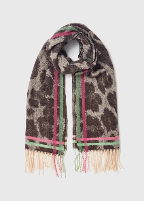 Brown Leopard Tassel Scarf - One Size Image 1