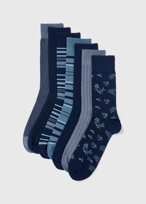 7 Pack Blue Socks - Sizes 6 - 8.5 Image 1