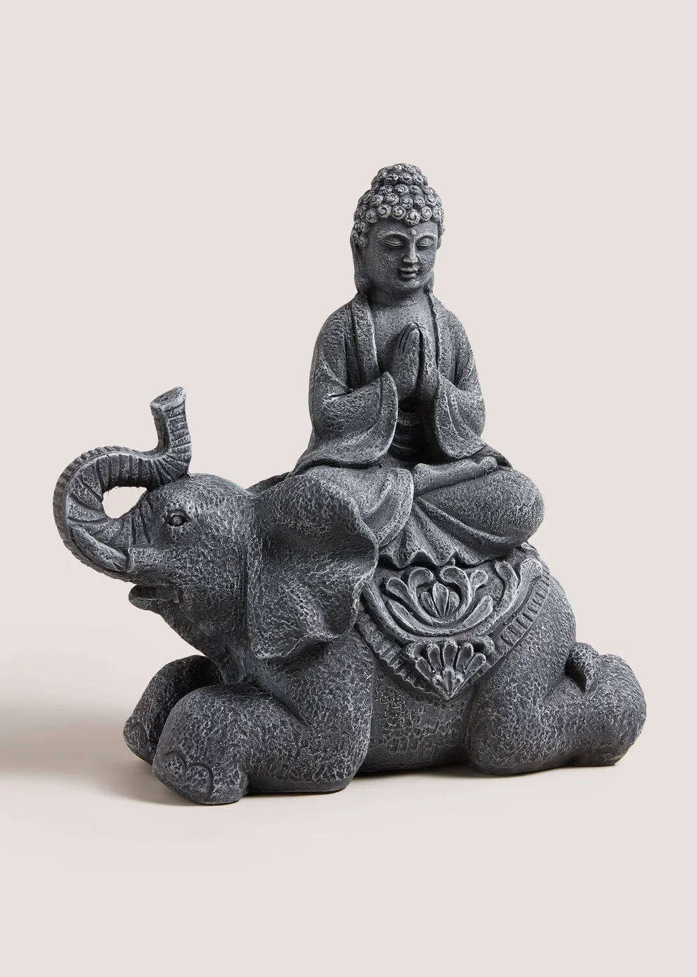 Outdoor Grey Buddha On Elephant (40cm x 17.5cm x 42.5cm) Image 1