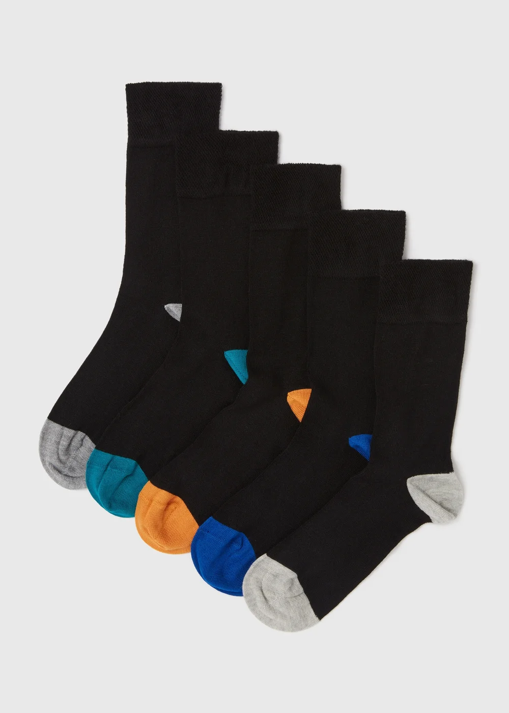5 Pack Black Heel & Toe Socks - 6-8.5 Image 1