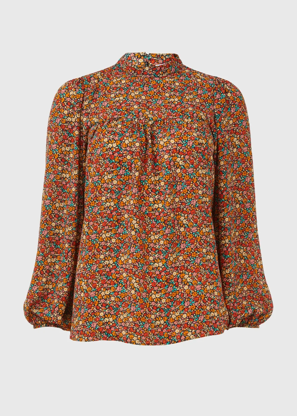 Multicoloured Ditsy High Neck Blouse - Size 8 Image 5