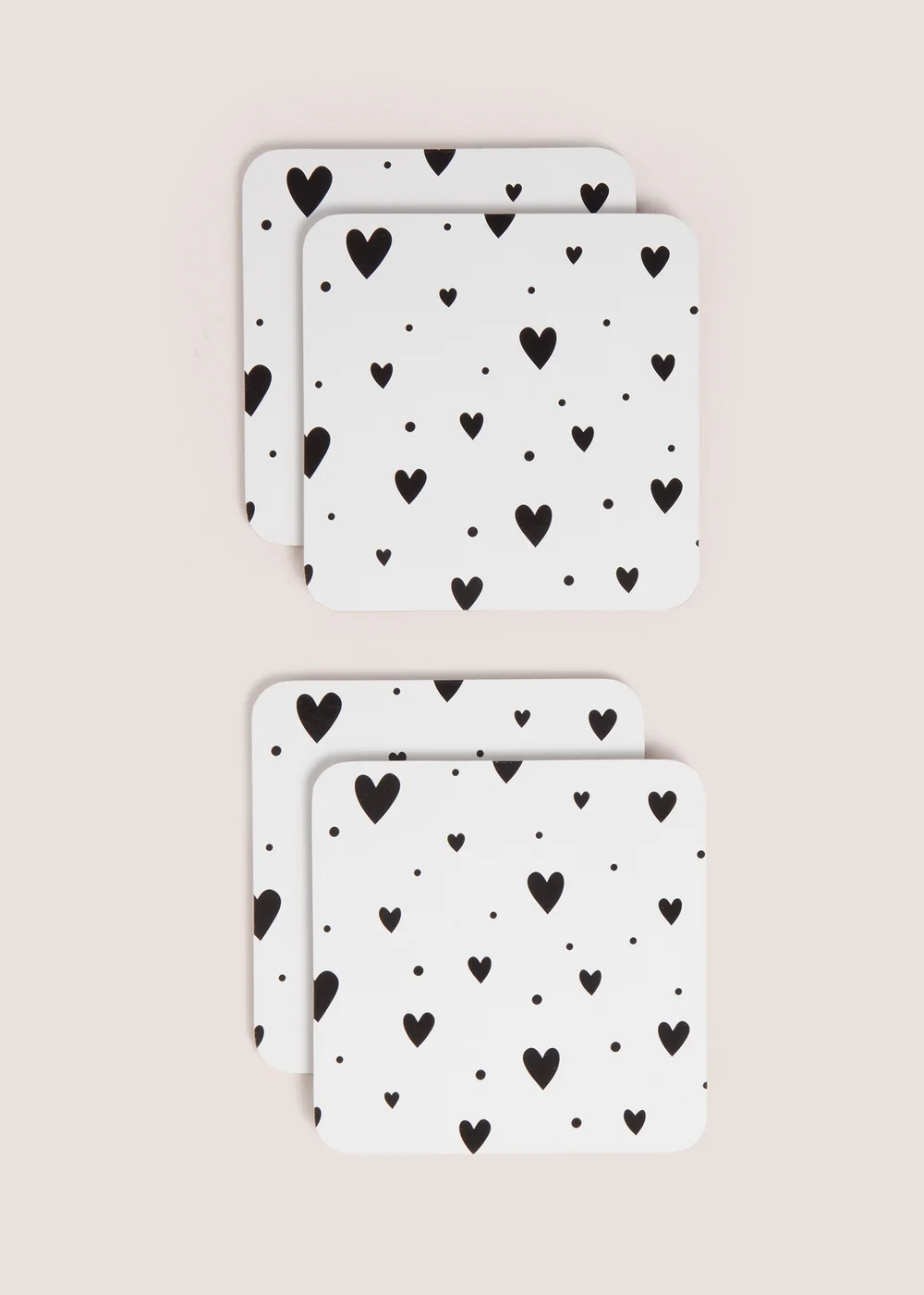 4 Pack White Heart Cork Coasters Image 1
