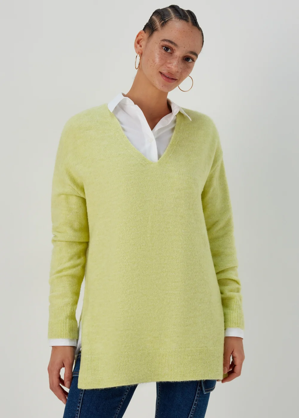 Papaya Petite Lime Spandex V Neck Cardigan - XS Image 1