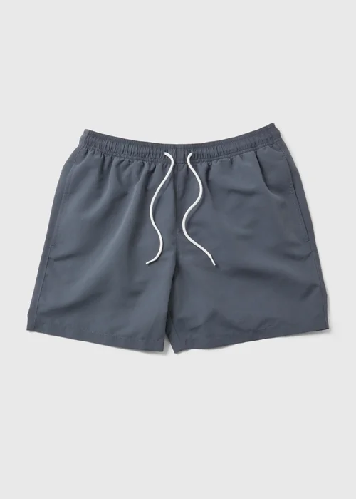 Grey Plain Swim Shorts - Small Image 4
