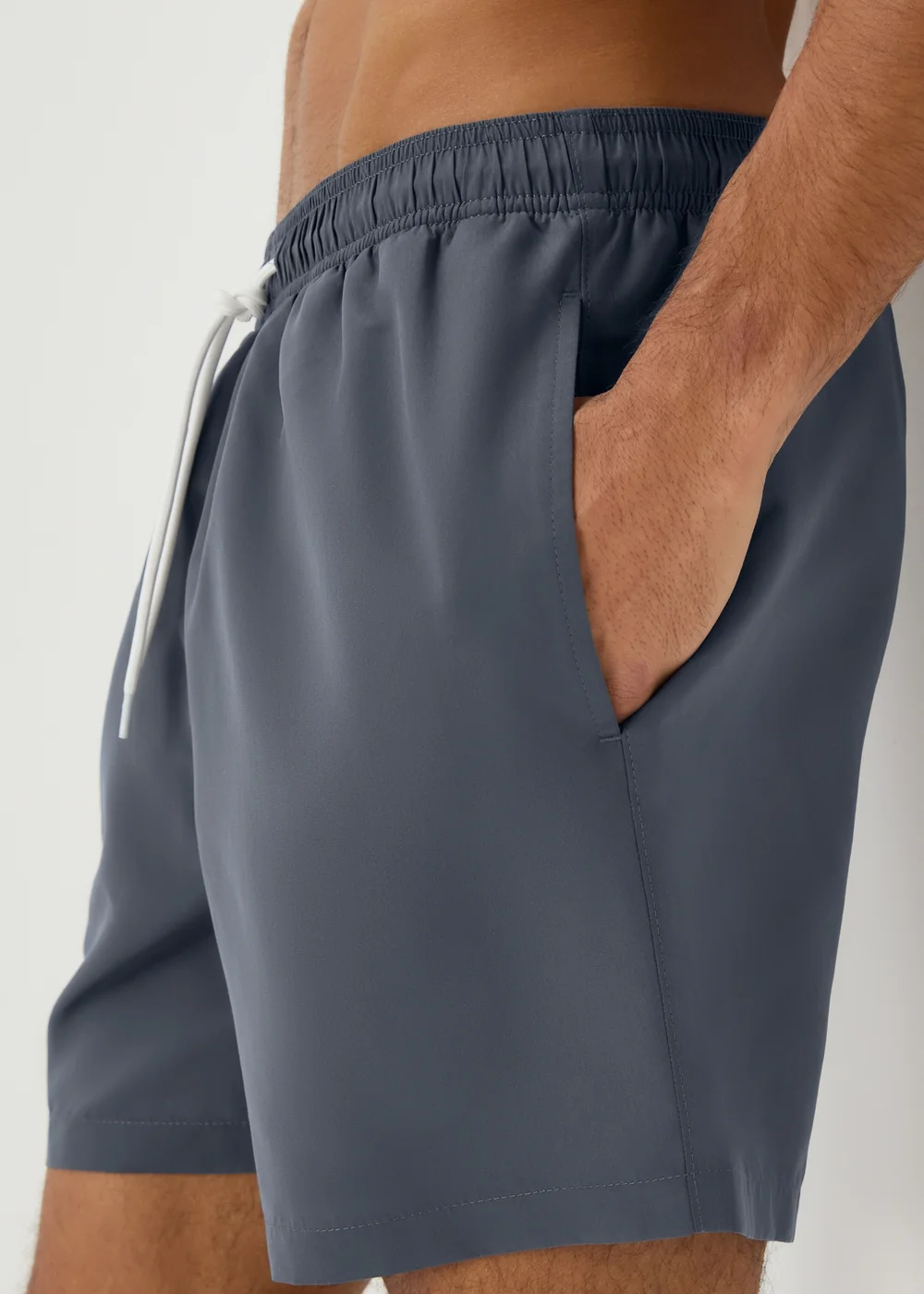 Grey Plain Swim Shorts - Small Image 3