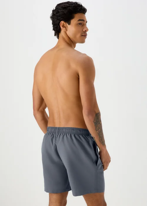 Grey Plain Swim Shorts - Small Image 2