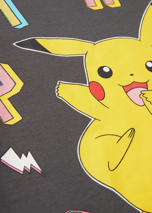 Pokemon Girls Charcoal Pikachu T-Shirt (5-12yrs) - 5 Yrs Image 2