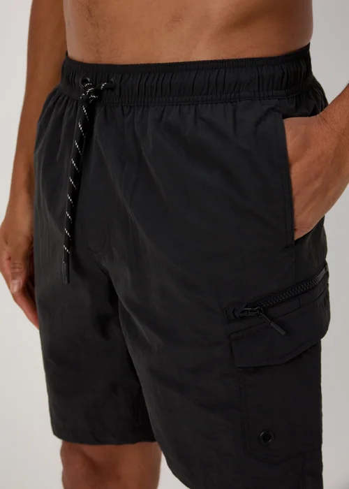 Black Cargo Swim Shorts - S Image 3