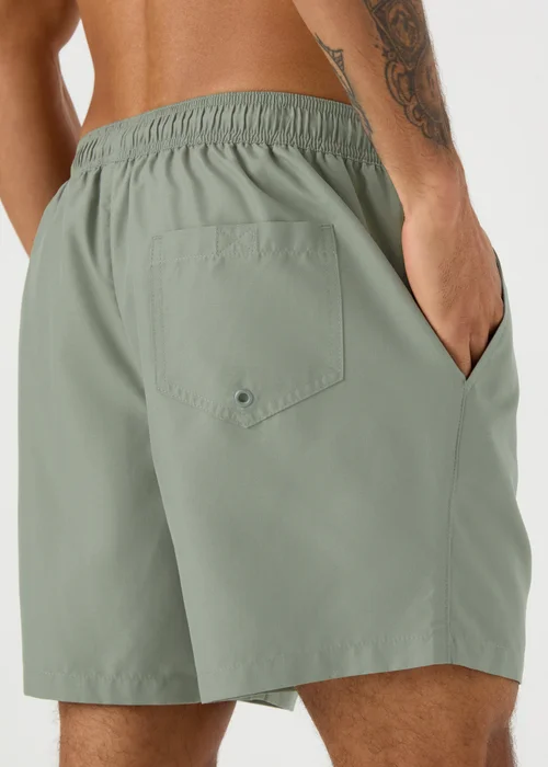 Khaki Embroidered Swim Shorts - Small Image 3