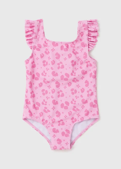 Girls Pink Leopard Swimsuit (1-7yrs) - 1-1.5 Yrs Image 1