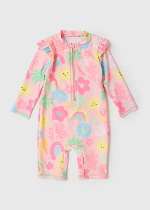 Girls Coral Happy Sun Swimsuit (1-7yrs) - 1-1.5 Yrs Image 1