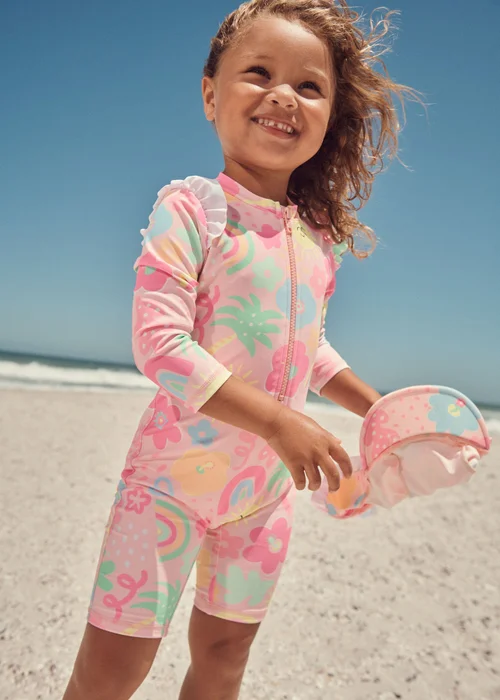 Girls Coral Happy Sun Swimsuit (1-7yrs) - 1-1.5 Yrs Image 3